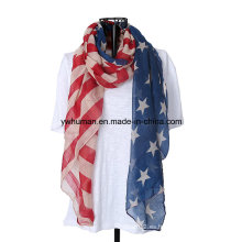 Bufanda larga de la bandera americana de las mujeres blancas y azules